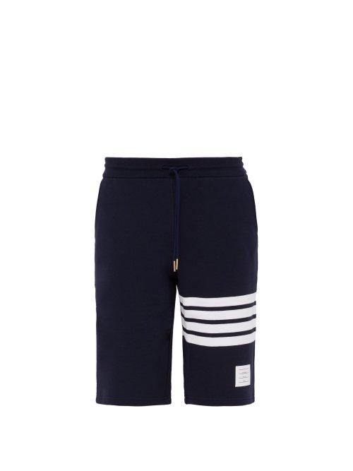 Matchesfashion.com Thom Browne - Striped Cotton Shorts - Mens - Navy