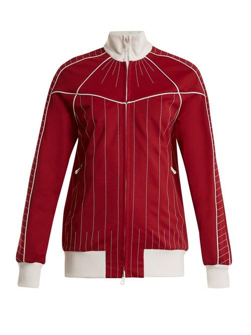 Matchesfashion.com Valentino - High Neck Zip Through Jersey Track Top - Womens - Red