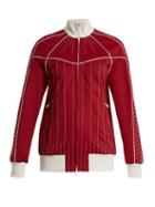 Matchesfashion.com Valentino - High Neck Zip Through Jersey Track Top - Womens - Red