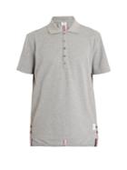 Thom Browne Striped-detail Cotton-piqu Polo Shirt