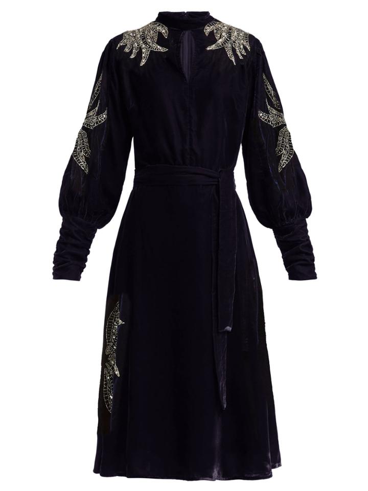 Dodo Bar Or Josephine Embellished Velvet Midi Dress