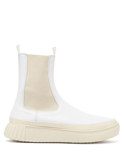 Matchesfashion.com Primury - Waffle Chunky-sole Leather Chelsea Boots - Mens - White/ivory