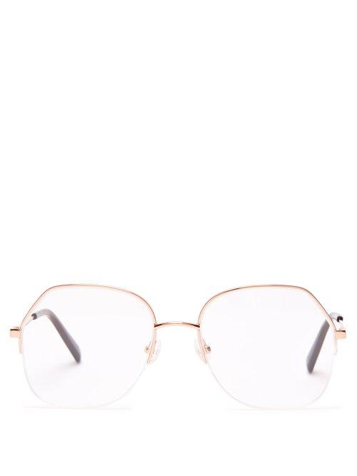 Matchesfashion.com Stella Mccartney - Oversized Round Frame Glasses - Womens - Gold