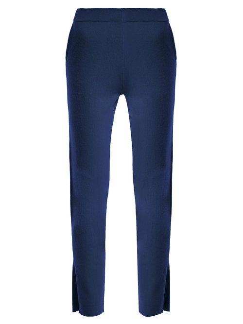 Matchesfashion.com Allude - Slit Cuff Cashmere Trousers - Womens - Blue