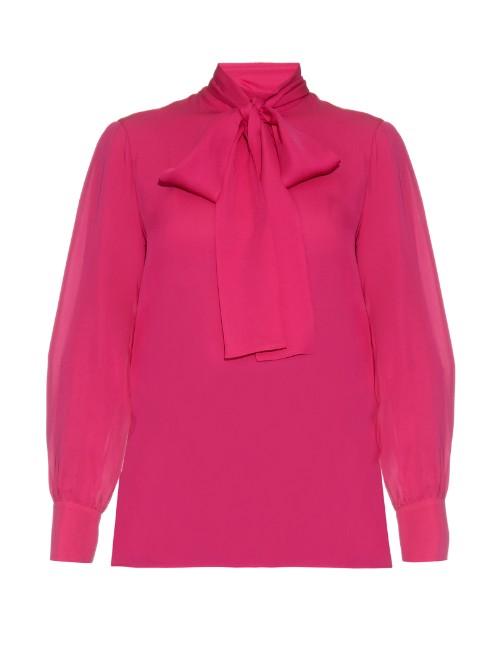Gucci Tie-neck Silk-georgette Blouse