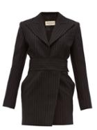 Matchesfashion.com Alexandre Vauthier - Double Breasted Pinstriped Wool Blend Mini Dress - Womens - Black Multi