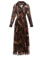 Matchesfashion.com Norma Kamali - Wheat-print Wrap Midi Dress - Womens - Brown Print