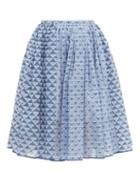 Matchesfashion.com Thierry Colson - Grisette Geometric Print Cotton Blend Skirt - Womens - Blue