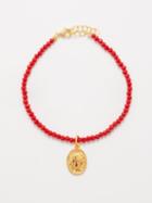 Hermina Athens - Ygieia Granada Gold-vermeil Beaded Bracelet - Womens - Red Multi