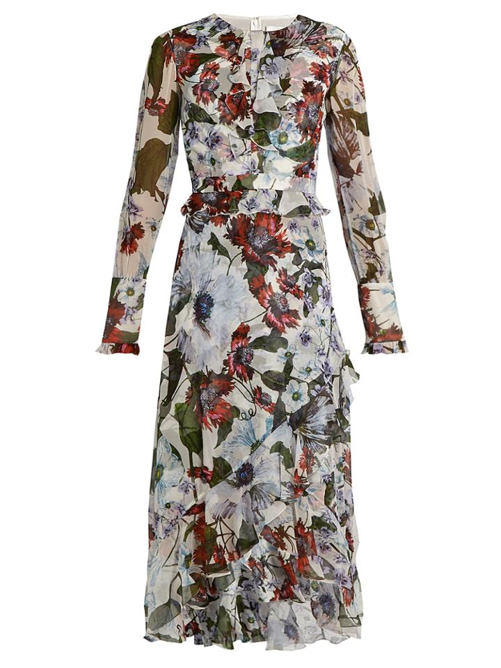 Erdem Meg Silk-voile Ruffle-trimmed Dress