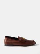 Dolce & Gabbana - Logo-plaque Leather Loafers - Mens - Brown
