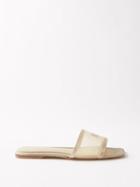 Toteme - Monogram-embroidered Mesh Slides - Womens - Beige