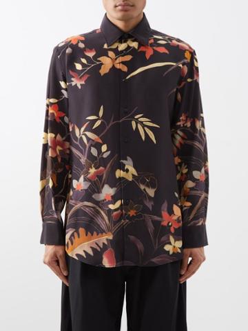 Etro - Floral-print Silk Shirt - Mens - Black Multi