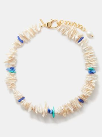 Liou - Chau Pearl, Enamel & 14k Gold-plated Necklace - Mens - White