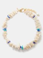 Liou - Chau Pearl, Enamel & 14k Gold-plated Necklace - Mens - White