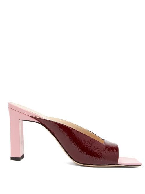 Matchesfashion.com Wandler - Isa Square Open Toe Leather Mules - Womens - Pink Multi