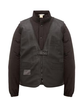 Matchesfashion.com Eytys - Detachable Sleeve Leather And Technical Jacket - Mens - Black