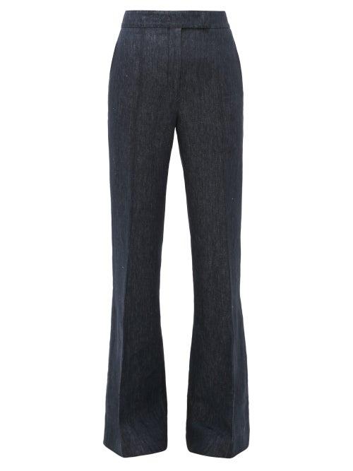 Matchesfashion.com Gabriela Hearst - Leda Linen-denim Flared Trousers - Womens - Denim