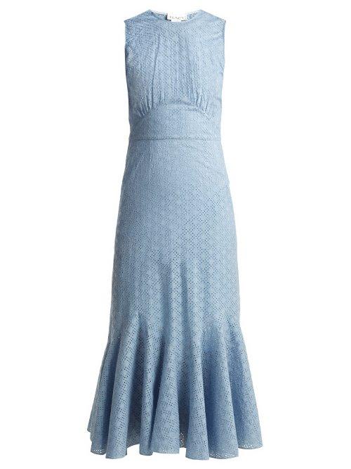 Matchesfashion.com Raey - Broderie Anglaise Fishtail Dress - Womens - Light Blue