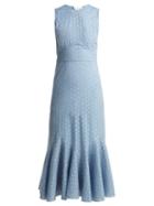 Matchesfashion.com Raey - Broderie Anglaise Fishtail Dress - Womens - Light Blue