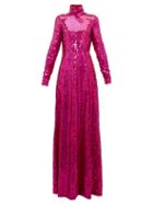 Matchesfashion.com The Attico - High Neck Sequinned Gown - Womens - Red