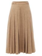 Matchesfashion.com Gabriela Hearst - Wesley Pleated Cashmere-corduroy Midi Skirt - Womens - Beige