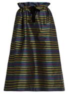 Isa Arfen Drawstring-waist Striped Taffeta Skirt