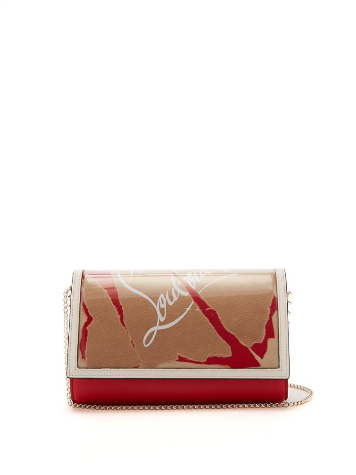 Christian Louboutin Paloma Kraft Loubi Leather And Pvc Clutch