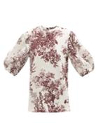 Erdem - Theodora Floral-print Poplin Top - Womens - White Multi