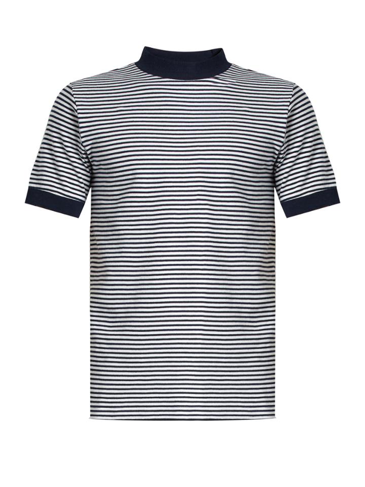 Blue Blue Japan Crew-neck Striped Cotton-blend Jersey T-shirt