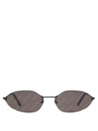 Matchesfashion.com Balenciaga - Logo Lens Slimline Metal Sunglasses - Mens - Black