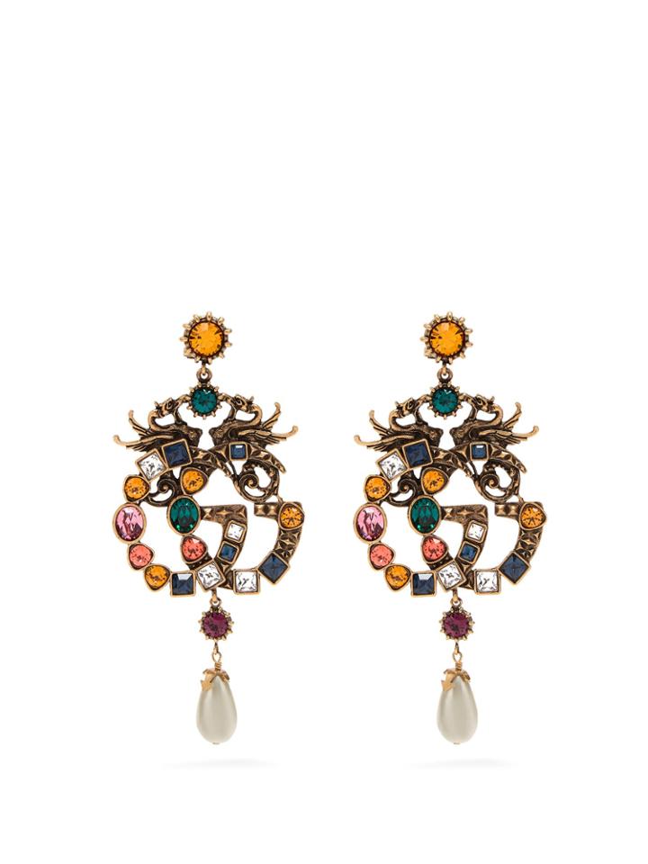 Gucci Crystal-embellished Gg Clip-on Earrings
