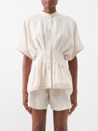 Palmer/harding Palmer//harding - Courage Pleated-waist Linen-blend Shirt - Womens - Beige
