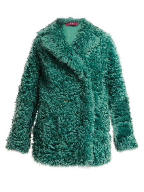 Matchesfashion.com Sies Marjan - Pippa Double Breasted Shearling Coat - Womens - Dark Green