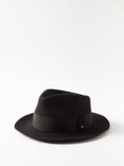 Saint Laurent - Grosgrain-trim Felt Fedora Hat - Womens - Black