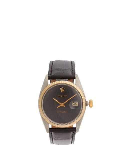 Matchesfashion.com Lizzie Mandler - Engraved Dial 18kt Gold Rolex Watch - Womens - Black Gold