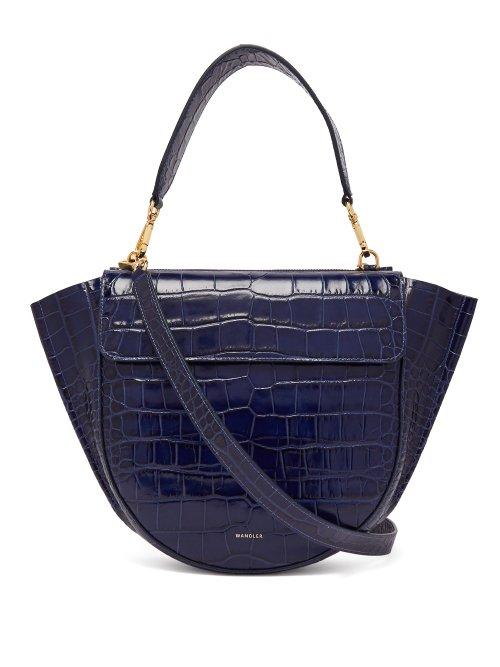 Matchesfashion.com Wandler - Hortensia Medium Crocodile Effect Leather Bag - Womens - Navy