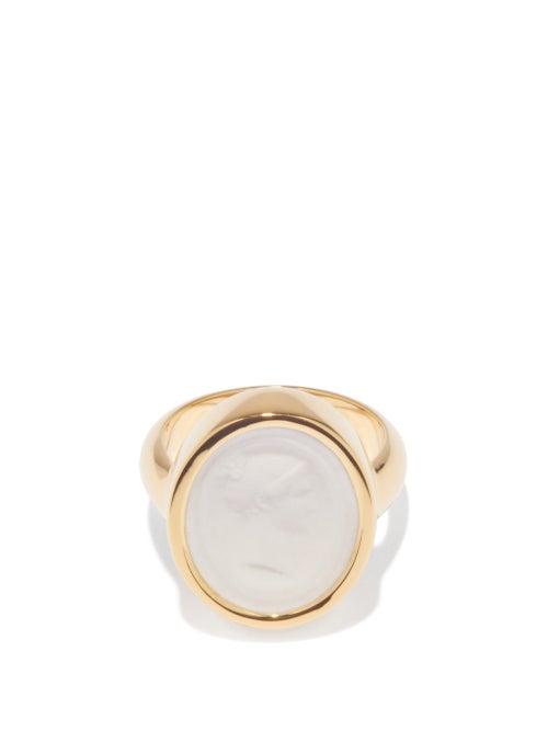 Simone Rocha - Porcelain & Gold-plated Cameo Ring - Womens - White Multi