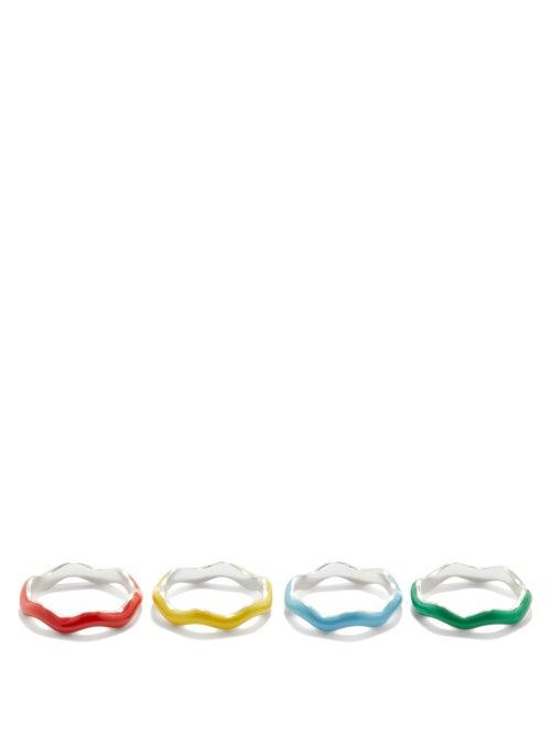 Fry Powers - Sound Waves Enamel & Sterling Silver Rings - Womens - Rainbow