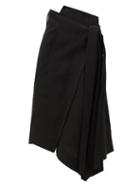 Matchesfashion.com Petar Petrov - Roxanne Asymmetric Midi Wrap Skirt - Womens - Black