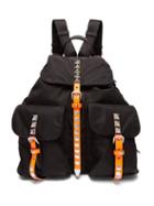 Matchesfashion.com Prada - New Vela Studded Nylon Backpack - Womens - Black Orange