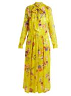 Matchesfashion.com Preen By Thornton Bregazzi - Lupin Chiffon Devor Dress - Womens - Yellow Multi