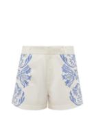 Matchesfashion.com Le Sirenuse, Positano - Printed Cotton Poplin Shorts - Womens - Blue White