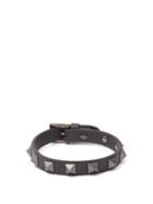 Matchesfashion.com Valentino - Rockstud Leather Bracelet - Mens - Grey
