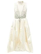 Matchesfashion.com Jw Anderson - Crystal-embellished Beaded Silk-blend Dress - Womens - Ivory