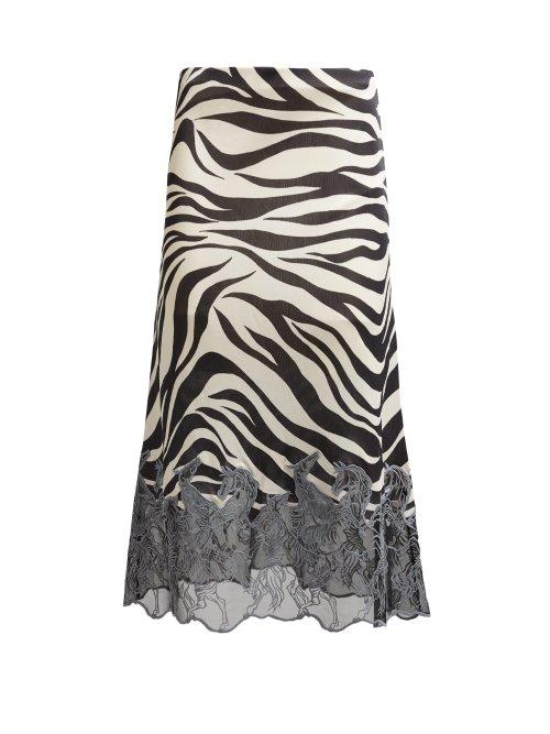 Matchesfashion.com Chlo - Zebra Print Horse Embroidered Skirt - Womens - Black Print