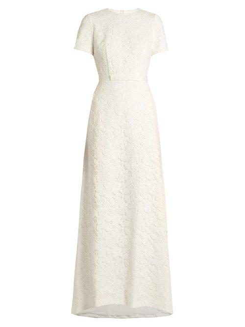 Matchesfashion.com Self-portrait - Rose Floral Guipure Lace Gown - Womens - White