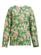 Matchesfashion.com Craig Green - Floral Print V Neck Striped Jacquard Sweatshirt - Womens - Green Multi