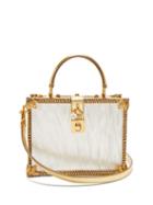 Matchesfashion.com Dolce & Gabbana - Dolce Box Floral-embellished Acetate Box Bag - Womens - White Gold
