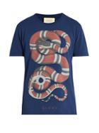 Gucci Snake-print Short-sleeved Cotton T-shirt
